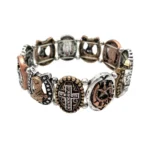 Bracciale elastico western con stella Texas, ferro di cavallo e croce 0