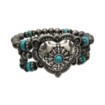 Bracciale in argento con perline di turchese Navajo Western Heart 0