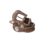 Cintura Western Stars & Stripes Stone-7 in Pelle Marrone con Strass 0