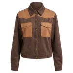 Giacca Western Donna in Finta Pelle Scamosciata con Frange e Color Block 2