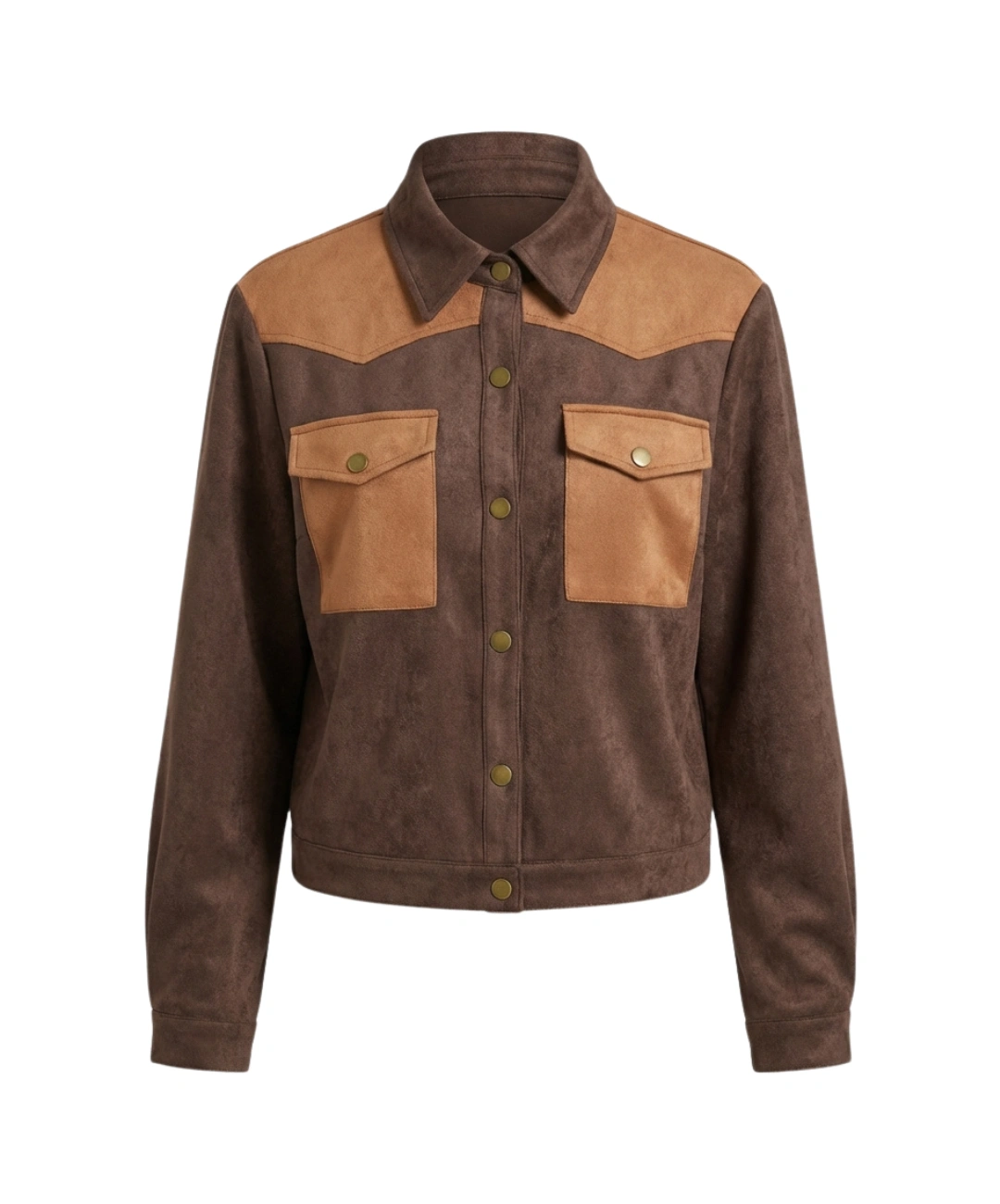 Giacca Western Donna in Finta Pelle Scamosciata con Frange e Color Block 2