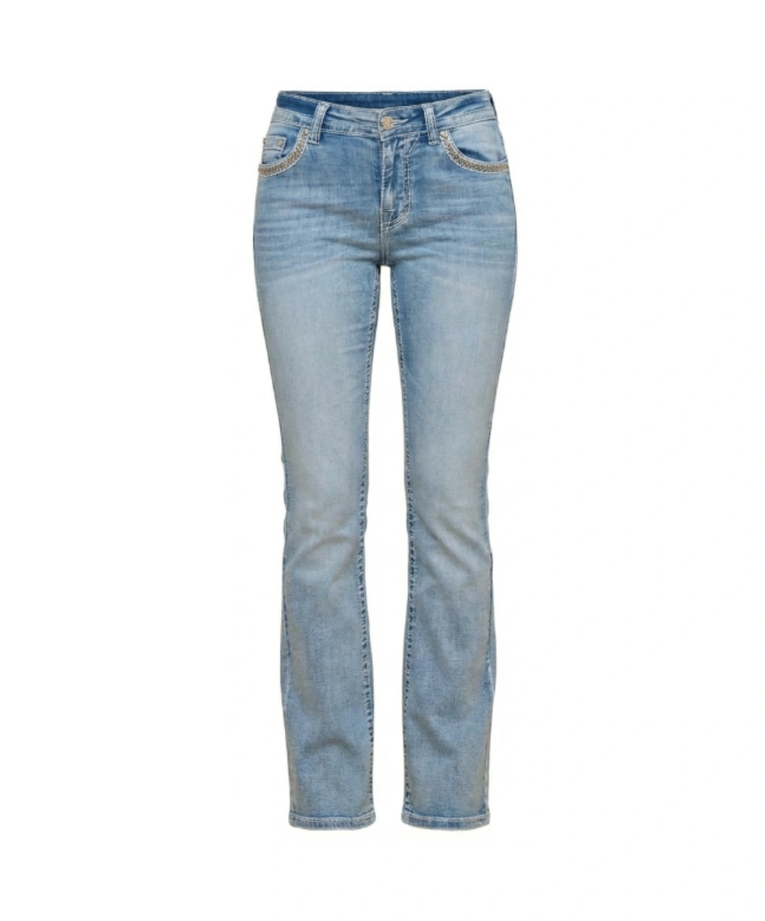 Jeans Donna Bootcut a Vita Alta in Denim Chiaro con Ricami Ali e Strass Westfield Eagle 0