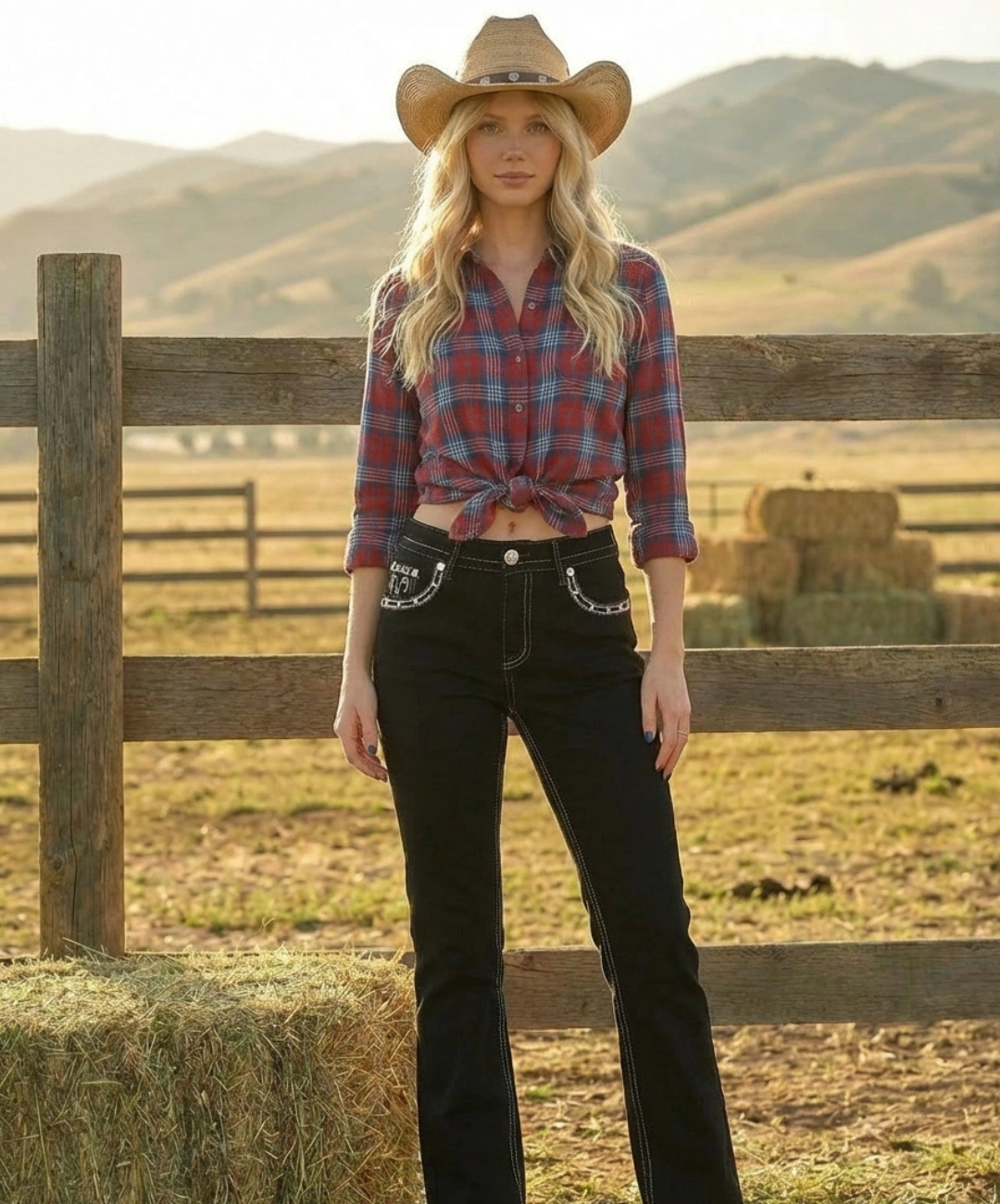 Jeans Western Bootcut Donna Black Hut Centenary con Tasche Gioiello 1