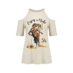 Maglia Western Phil Love Enjoy The Ride Oatmeal con Spalle Scoperte 3