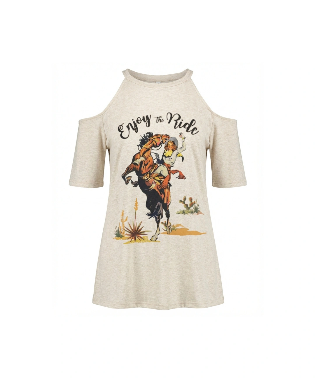 Maglia Western Phil Love Enjoy The Ride Oatmeal con Spalle Scoperte 3