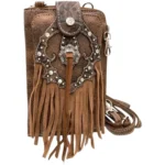 Portafoglio a tracolla per telefono da donna Western Fringe 0