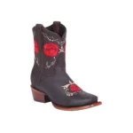 Stivali Western Donna El General in Pelle Crazy Choco con Rose Rosse 0