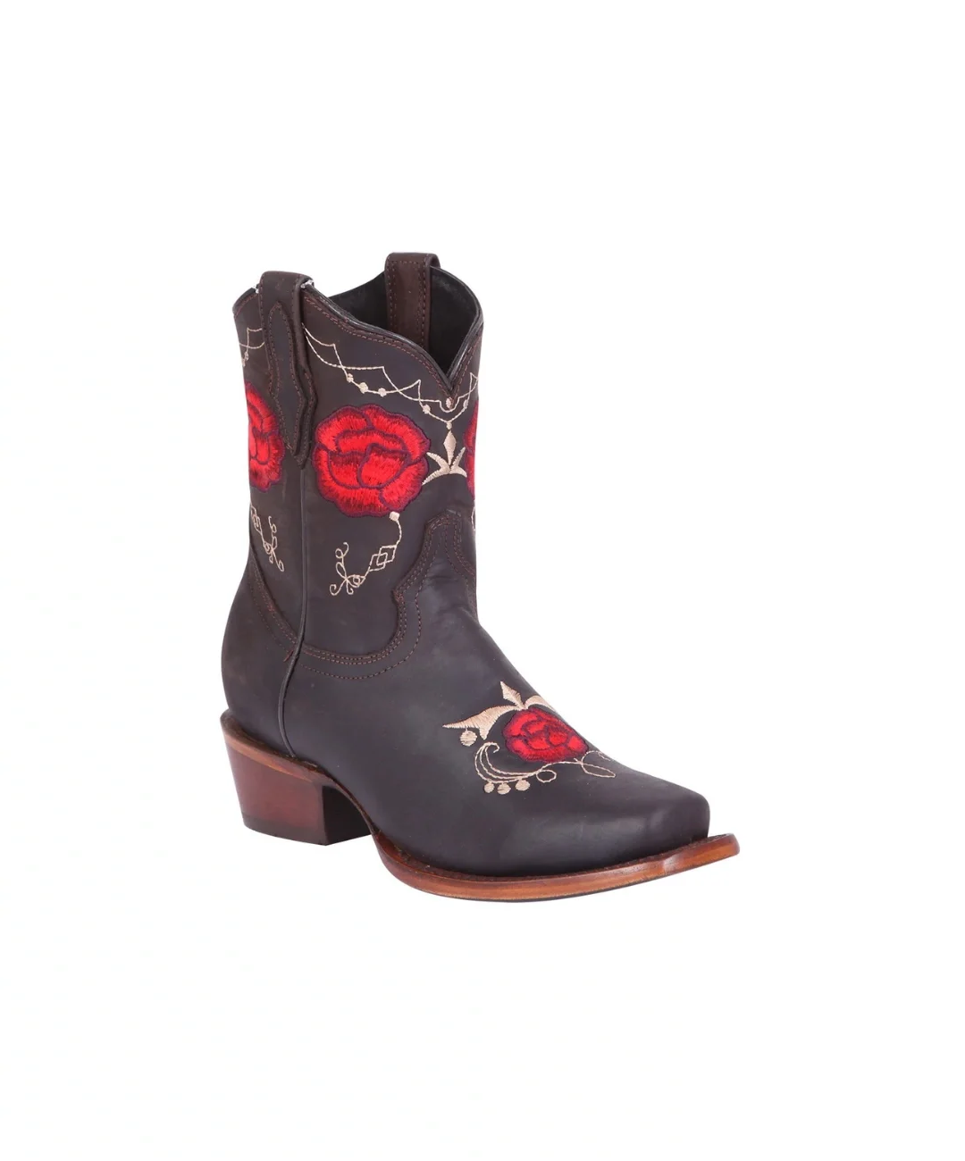 Stivali Western Donna El General in Pelle Crazy Choco con Rose Rosse 0