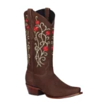 Stivali Western Donna El General in Pelle Nubuck con Ricami Floreali 0