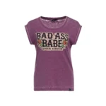 T-Shirt Donna Queen Kerosin Bad Ass Babe Prugna Vintage 0