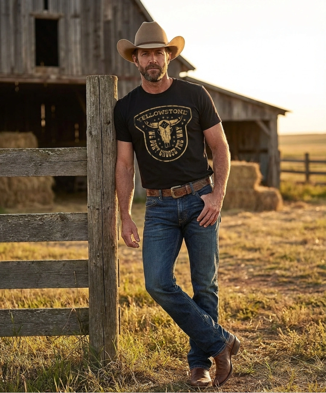 T-Shirt Uomo Yellowstone We Don't Choose The Way con Teschio e Marchio Y 1