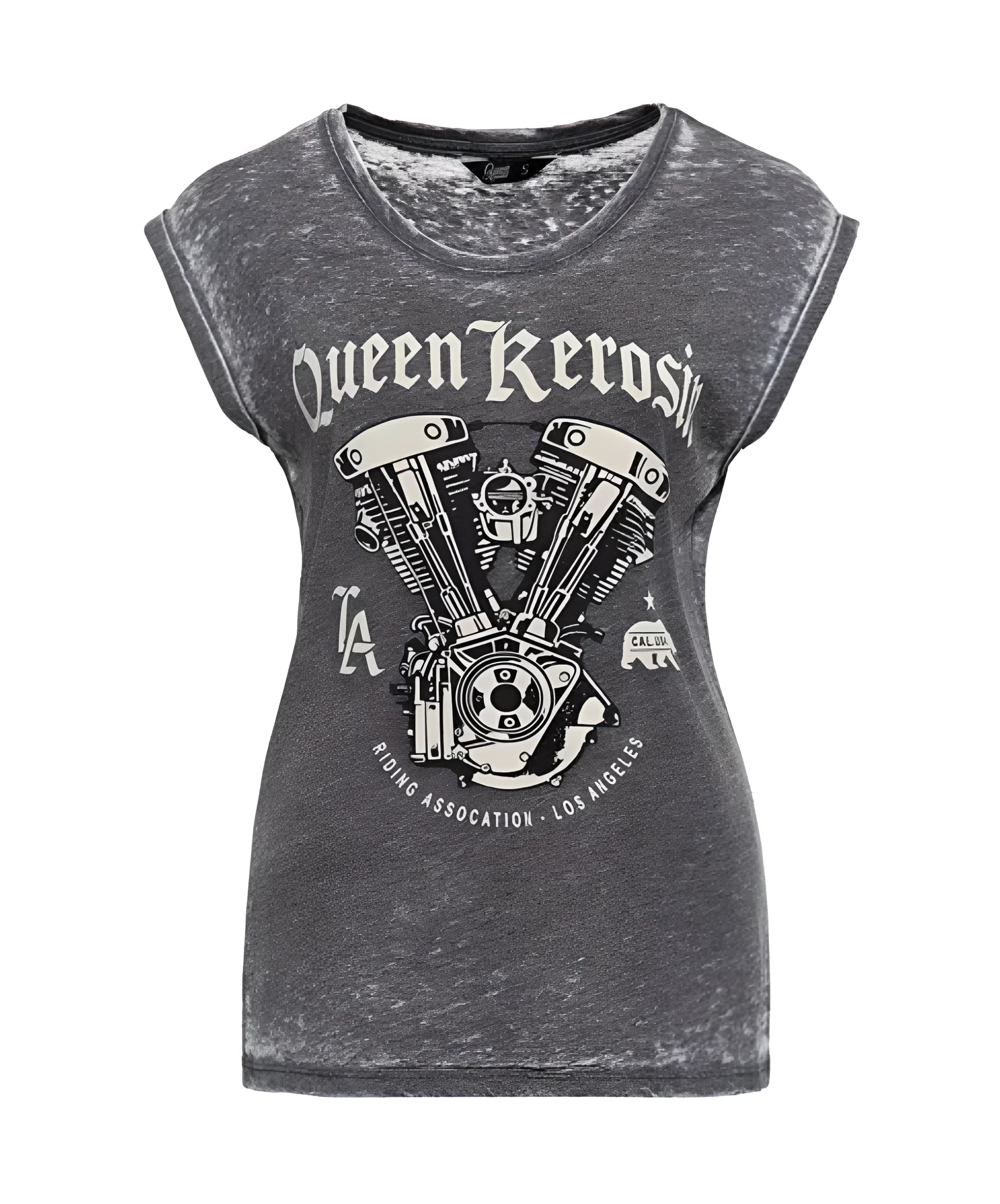 T-shirt KING KEROSIN Riding Association da donna con stampa motore V-Twin 0