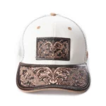 cappello trucker donna Myra Jenson Hill bicolore con intarsi in cuoio lavorato