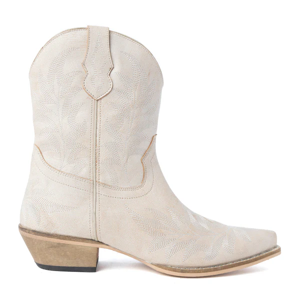 stivaletti western donna Myra Desert Pearl in pelle crema punta affusolata