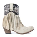 stivaletti western frange donna Myra Canyon Night Bird pelle crema
