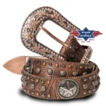 cintura western pelle Stars Stripes con star conchos iconici stile cowboy